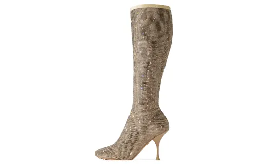 Bottega Veneta Dot BV Sparkle Knee high Boots 9cm Women's Sucrose
