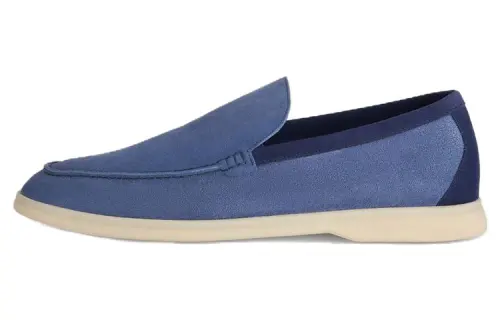 Loro Piana Summer Walk Suede Loafers Men's Blue