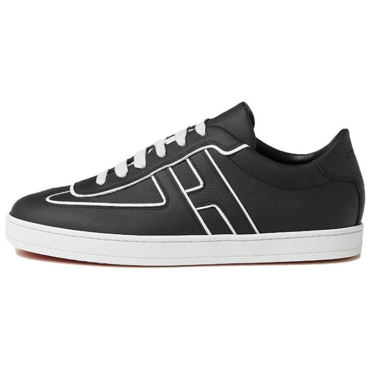 HERMES Boomerang Leather Low top Skateboard Shoes Men's Black