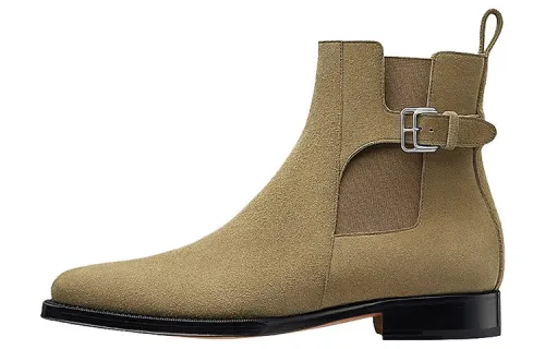 HERMES Ankle Boots Men's Camel