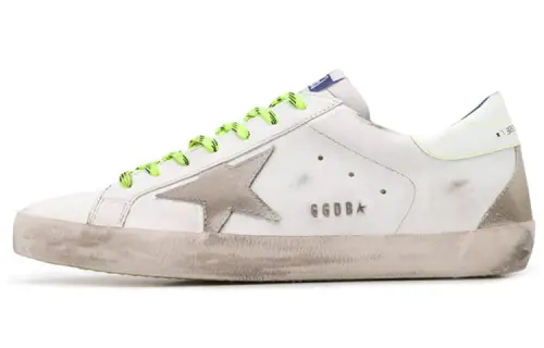 Golden Goose Super Star Pu Skateboard Shoes Men's White Green Distressed