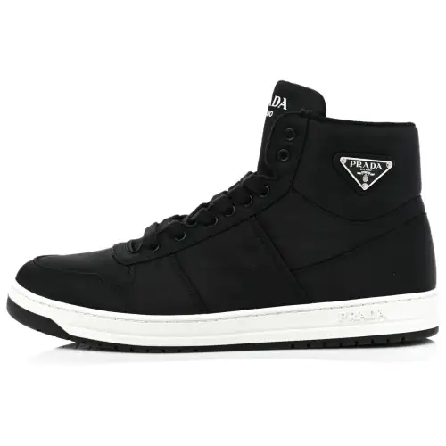 PRADA Logo High top Stylish Skateboarding Shoes Women's Black