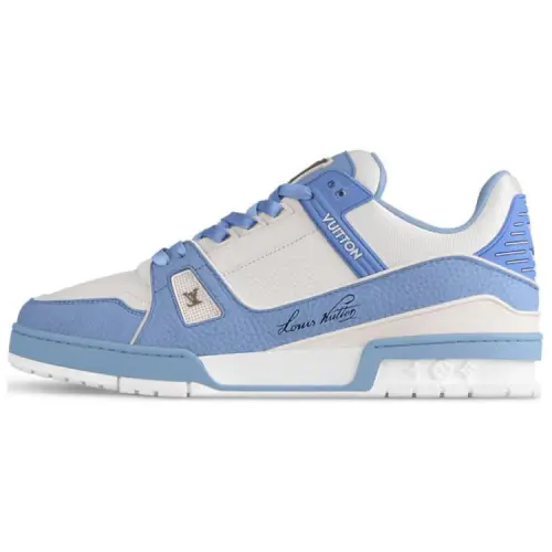 LOUIS VUITTON Trainer Cow Leather Low top Skateboard Shoes Unisex Sea Blue