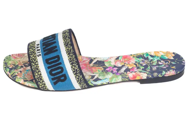DIOR Dway Rubber Sole Quiet Slide Slippers Women's Blue Black