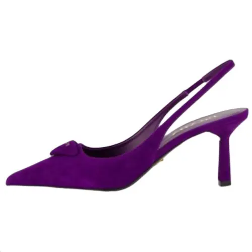 PRADA Leather Slim Heel High Heels 7cm Women's Purple