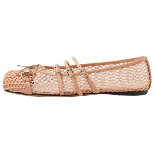 GUCCI Horsebit Leather Flat Mary Jane Shoes Women's Pink