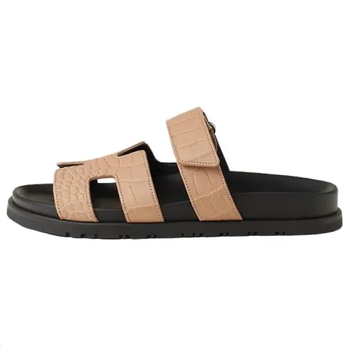 HERMES Chypre Slide Slippers 1.2cm Women's Beige