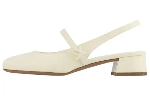 LOUIS VUITTON Romy Patent Leather Chunky Heel High Heels 3.5cm Women's Beige