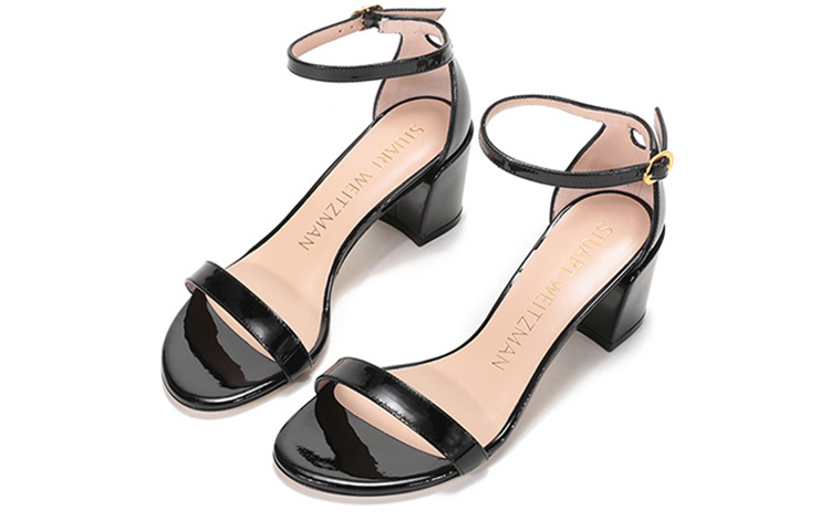 Stuart Weitzman/SW Leather One Strap Sandals Women's Black