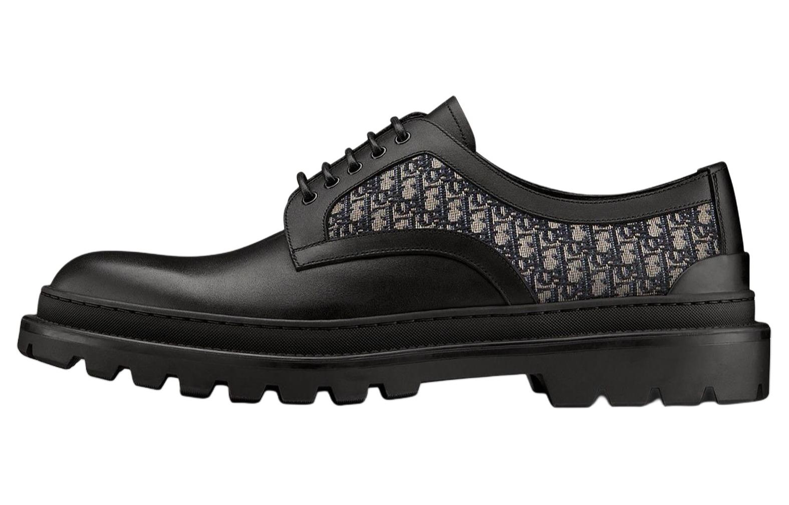 DIOR Explorer Derby Cow Split Leather Casual Leather Shoes Men's Pitch Black