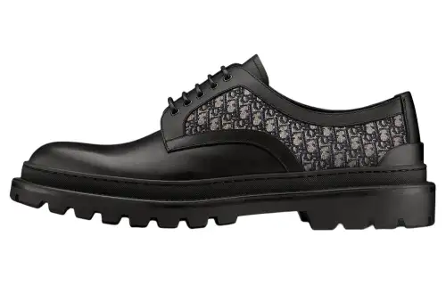 DIOR Explorer Derby Cow Split Leather Casual Leather Shoes Men's Pitch Black