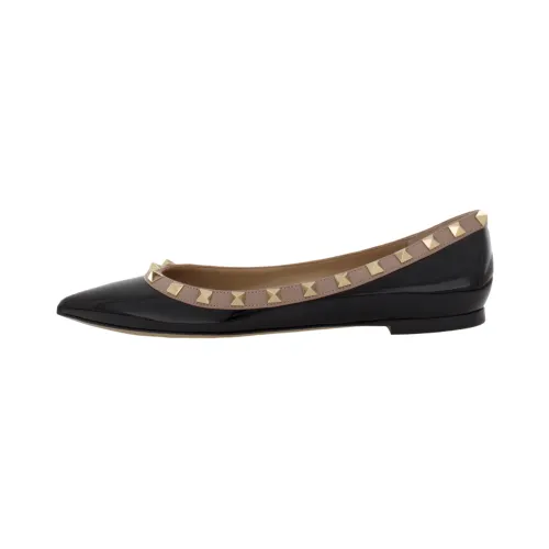 Valentino Garavani Rockstud Patent Leather Ballerina Shoes