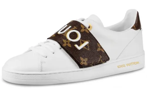 LOUIS VUITTON Frontrow Calfskin Rubber Sneakers White/Brown Women's