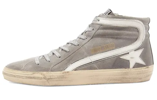 Golden Goose Slide Skateboard Shoes Men's Mid Top Gray