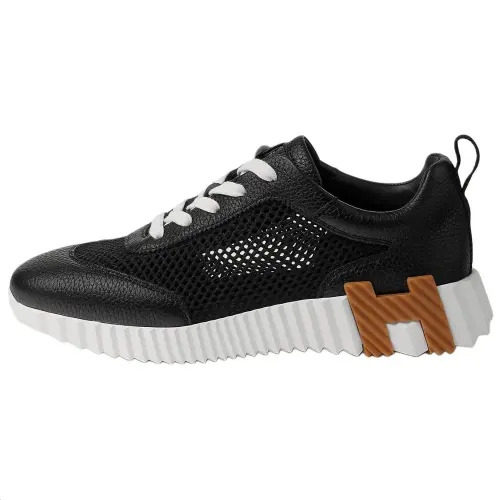 HERMES Bouncing Suede Low top Casual Shoes 4cm Women's Black