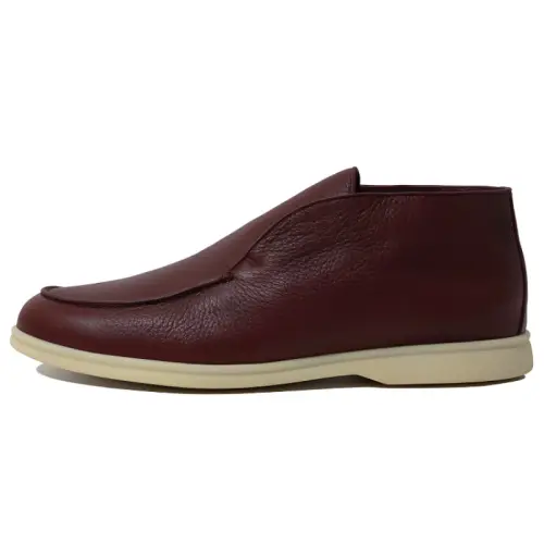 Loro Piana Leather Ankle Boots Men's Burgundy