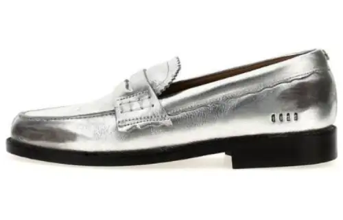 Golden Goose Leather Minimalist Fashion Loafers Men's Silver