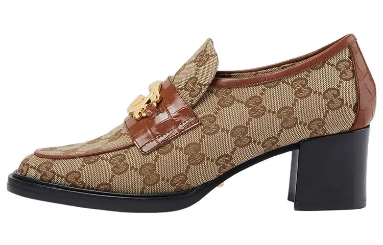 GUCCI GG Canvas Heeled Loafers