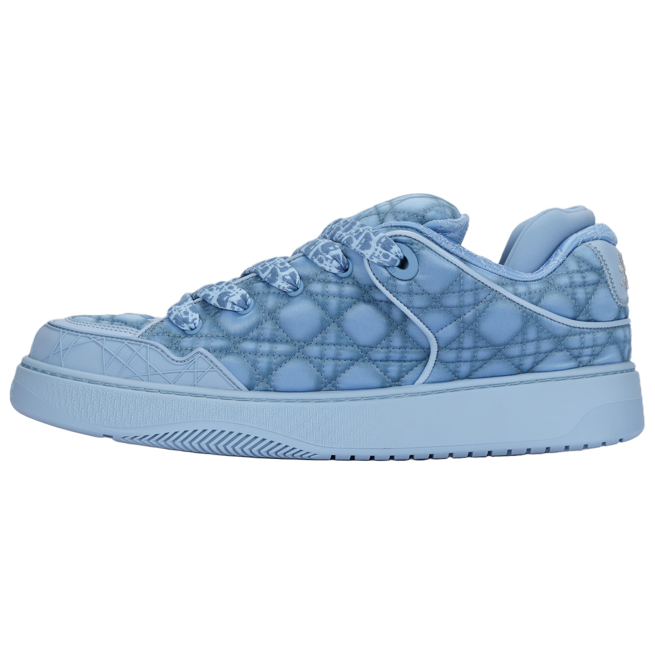 ERL x DIOR Dior B9S bread shoes/skateboard shoes satin Kumo cannage pattern comfortable low-top fashion sneakers men's blue
