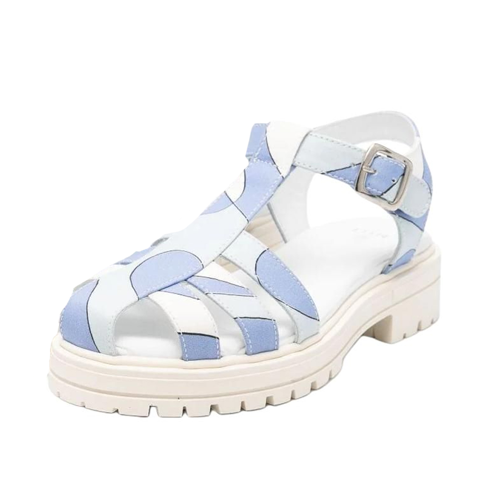 EMILIO PUCCI Младший круглый носок с застежкой сандалии с низким верхом голубой детские стиль