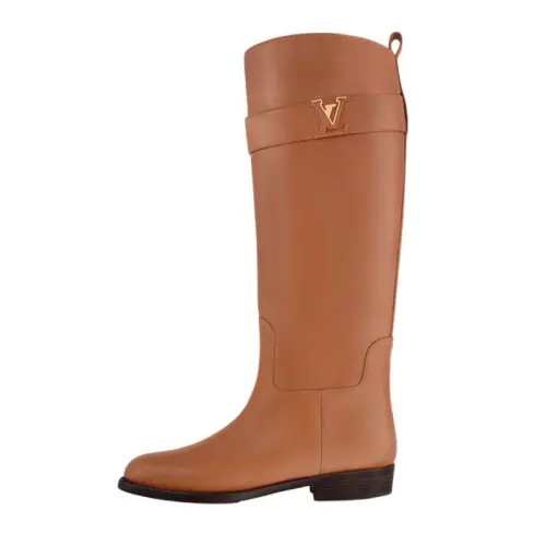 LOUIS VUITTON Amiral Calfskin Knee high Boots Women's Brown