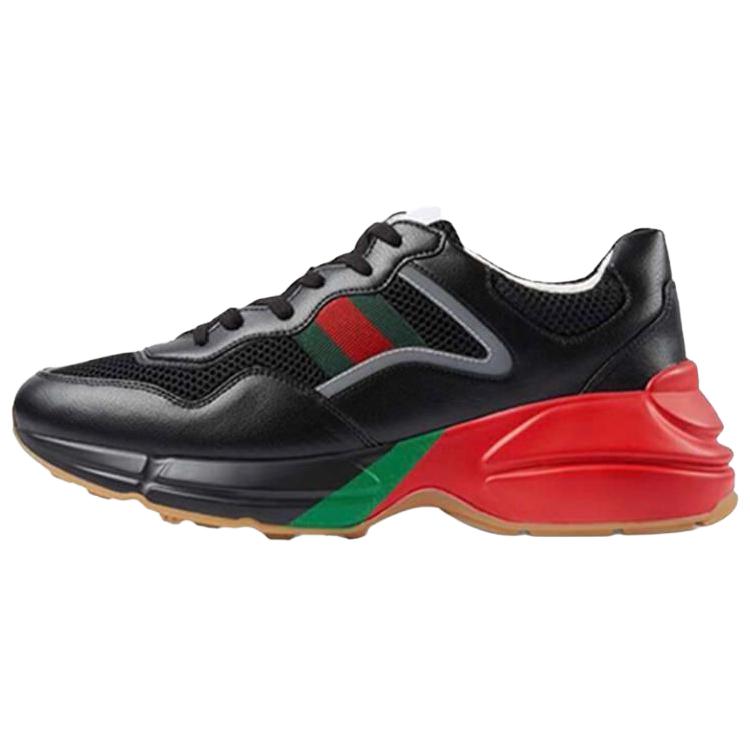 Женские кроссовки Gucci Rhyton (черно-красно-зеленые)