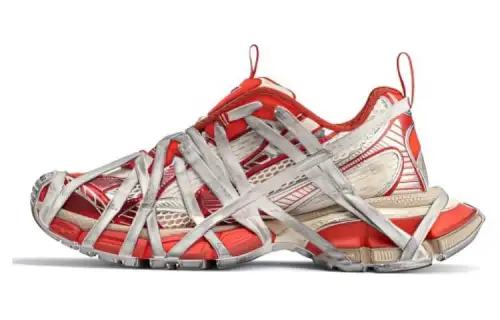 Balenciaga 3XL 24ss Lace Up Style Mesh Low top Chunky Sneakers Women's Red