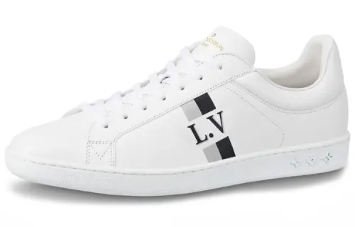 LOUIS VUITTON Luxembourg Cow Leather Low top Stylish Skateboarding Shoes Men's White Black