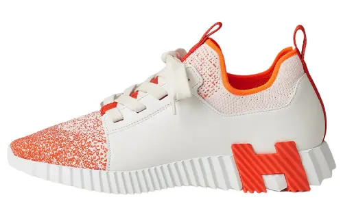 HERMES Depart Low top Sports Casual Shoes Men's White Orange