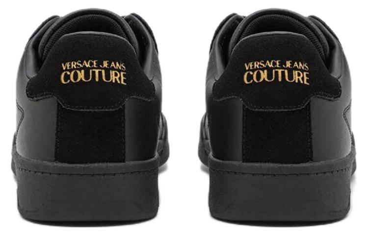 VERSACE JEANS COUTURE Versace Leather Lace Up Low top Stylish Skateboarding Shoes Men's Black