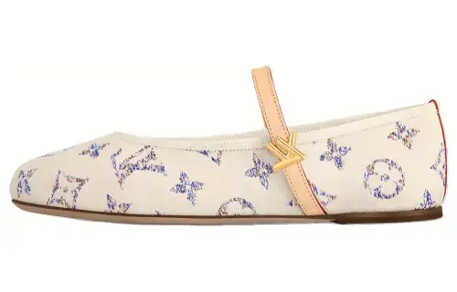 LOUIS VUITTON Romy Flat Mary Jane Shoes Women's Beige