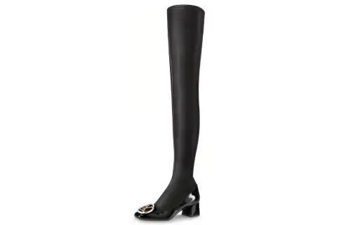 LOUIS VUITTON Madeleine High Top Logo Boots 'Black' Women's