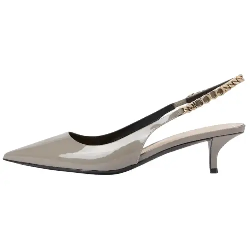 GUCCI Signoria Patent Leather High Heels 4.5cm Women's Light Gray