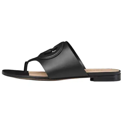 GUCCI Interlocking Flip Flops Women's Black