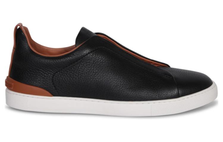 Ermenegildo Zegna Triple Stitch Low top Skateboard Shoes Men's Black