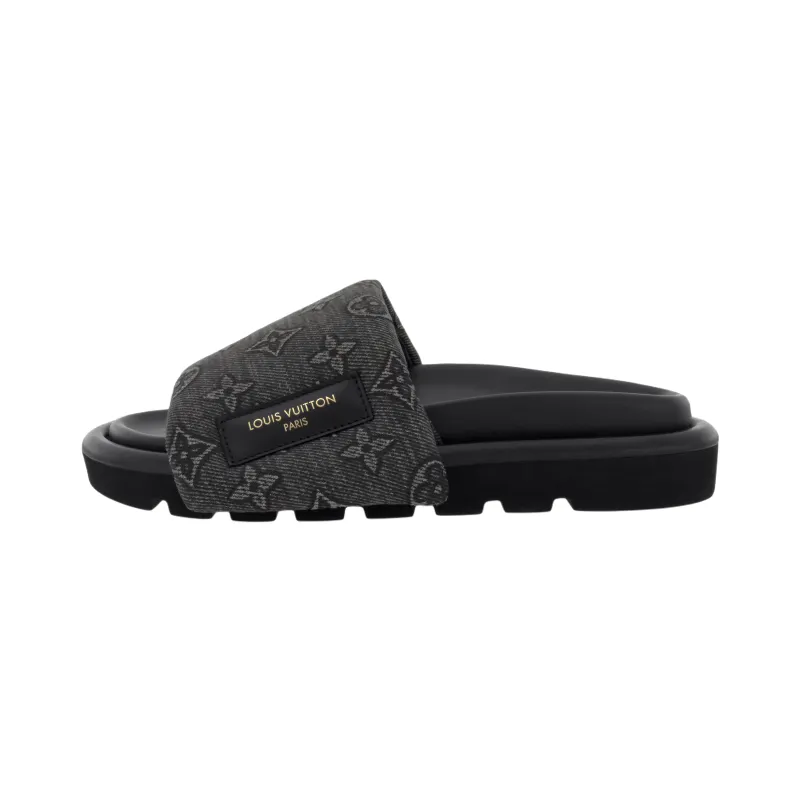 LOUIS VUITTON Pool Pillow Comfort Slide Slippers Women's Black