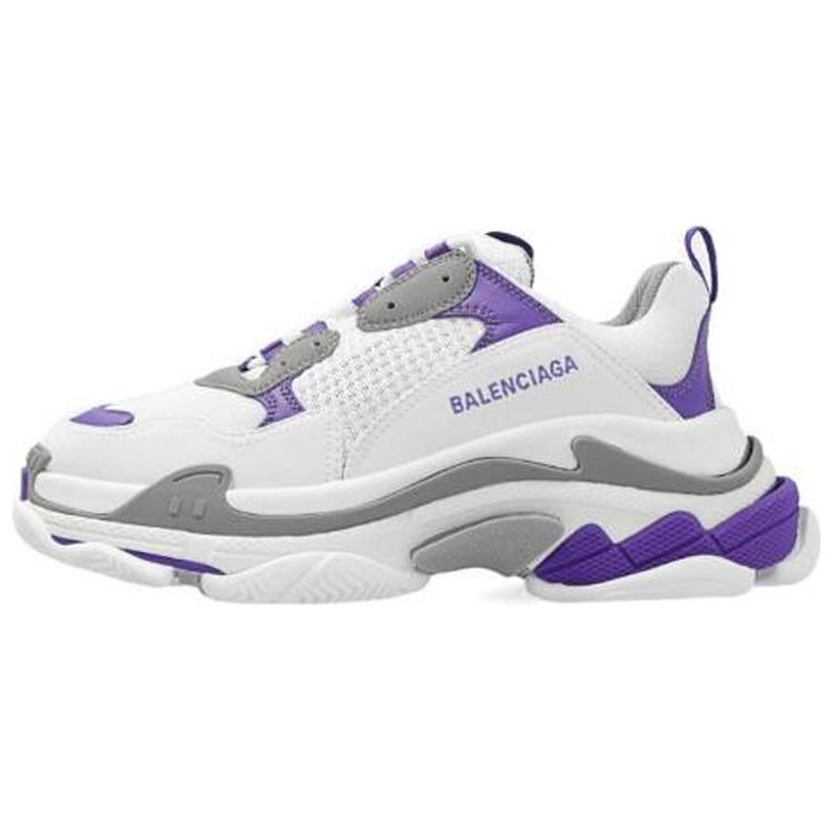 Женские кроссовки Balenciaga Triple S (бело-серо-фиолетовые)