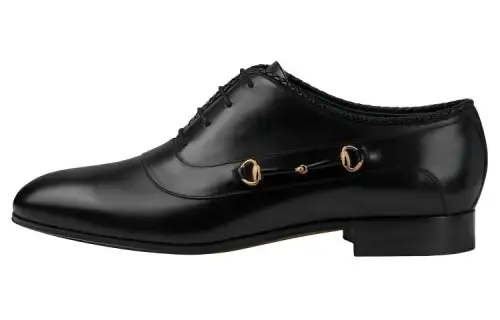 GUCCI Leather Dress Shoes Men's Black