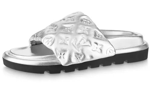 LOUIS VUITTON Slide Slippers Women's Silver