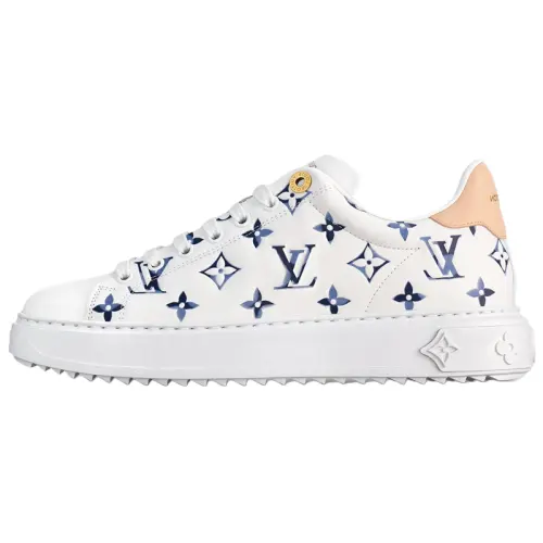 LOUIS VUITTON Time Out Cow Leather Low top Skateboard Shoes Women's White