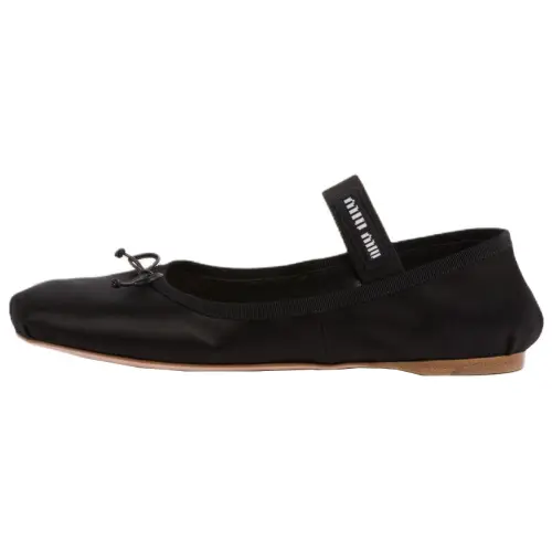 MIU MIU Fabric Flat Mary Jane Shoes Women's Black
