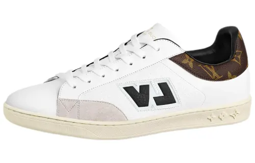 LOUIS VUITTON Luxembourg Leather Low top Stylish Skateboarding Shoes Men's White Brown