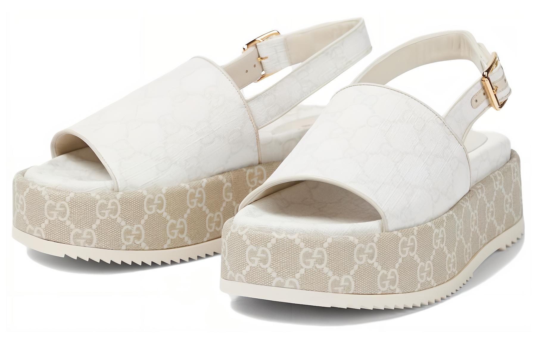 Gucci Wmns Platform Gg Sandal 'White Beige' Women's