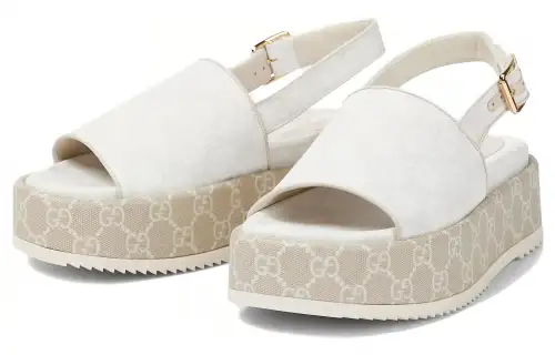 Gucci Wmns Platform Gg Sandal 'White Beige' Women's