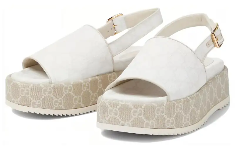 Gucci Wmns Platform Gg Sandal 'White Beige' Women's