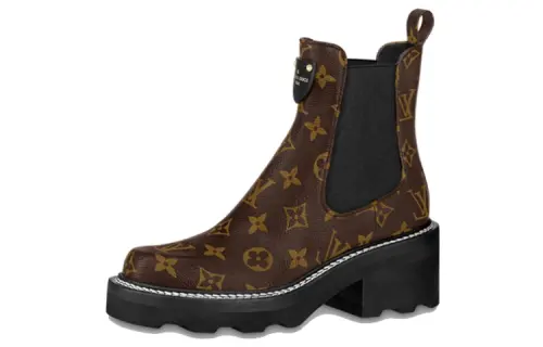 LOUIS VUITTON Beaubourg Short Chelsea Boots Women's Brown