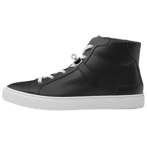 HERMES Daydream Leather High top Stylish Skateboarding Shoes Men's Black