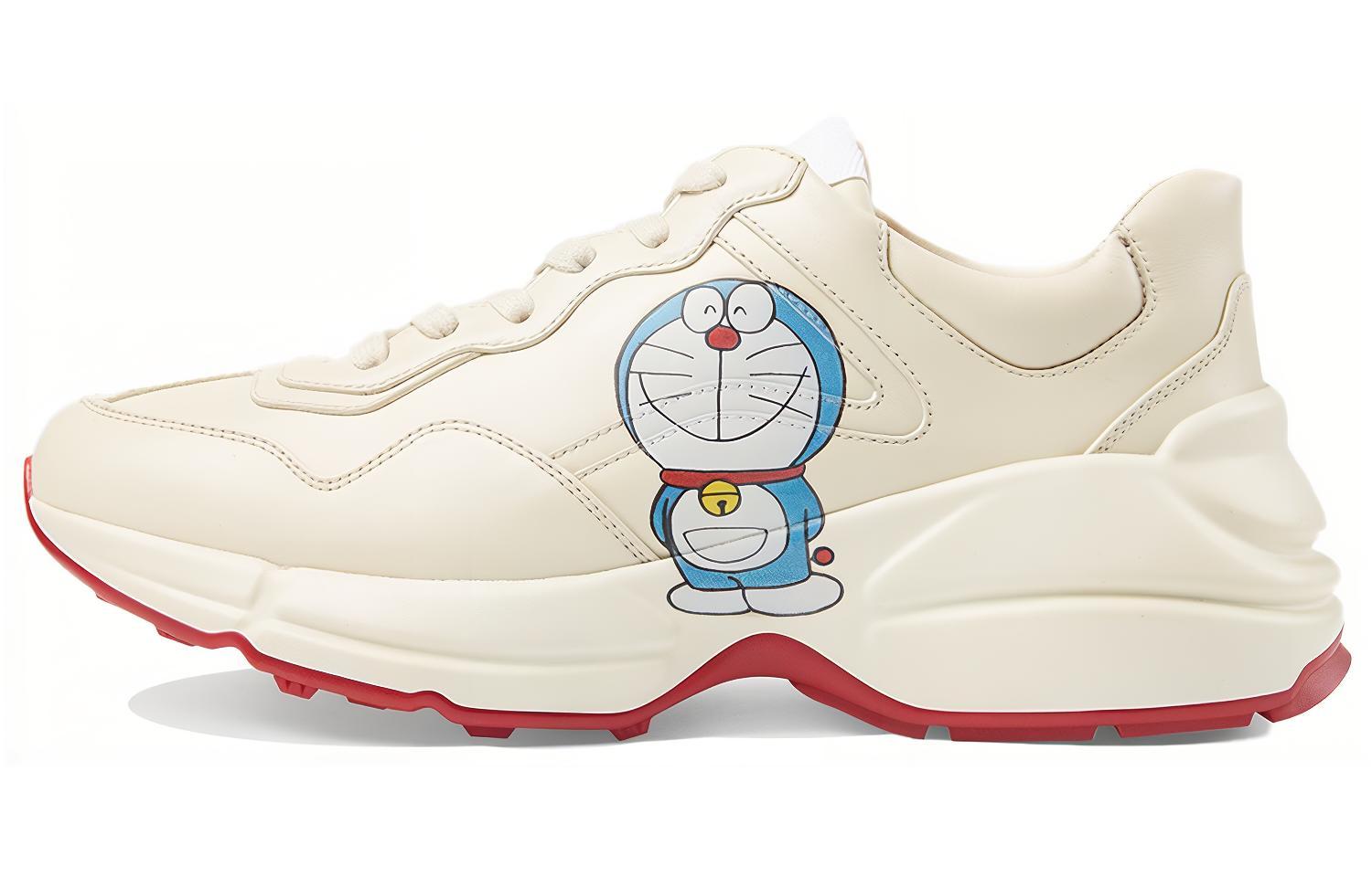 Doraemon/Doraemon x GUCCI Gucci Rhyton synthetic leather sports joint model low-top dad shoes women's white