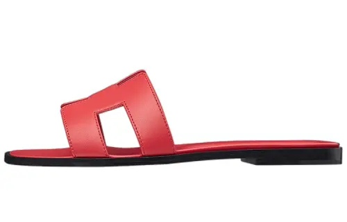 HERMES Oran Slide Slippers Women's Red