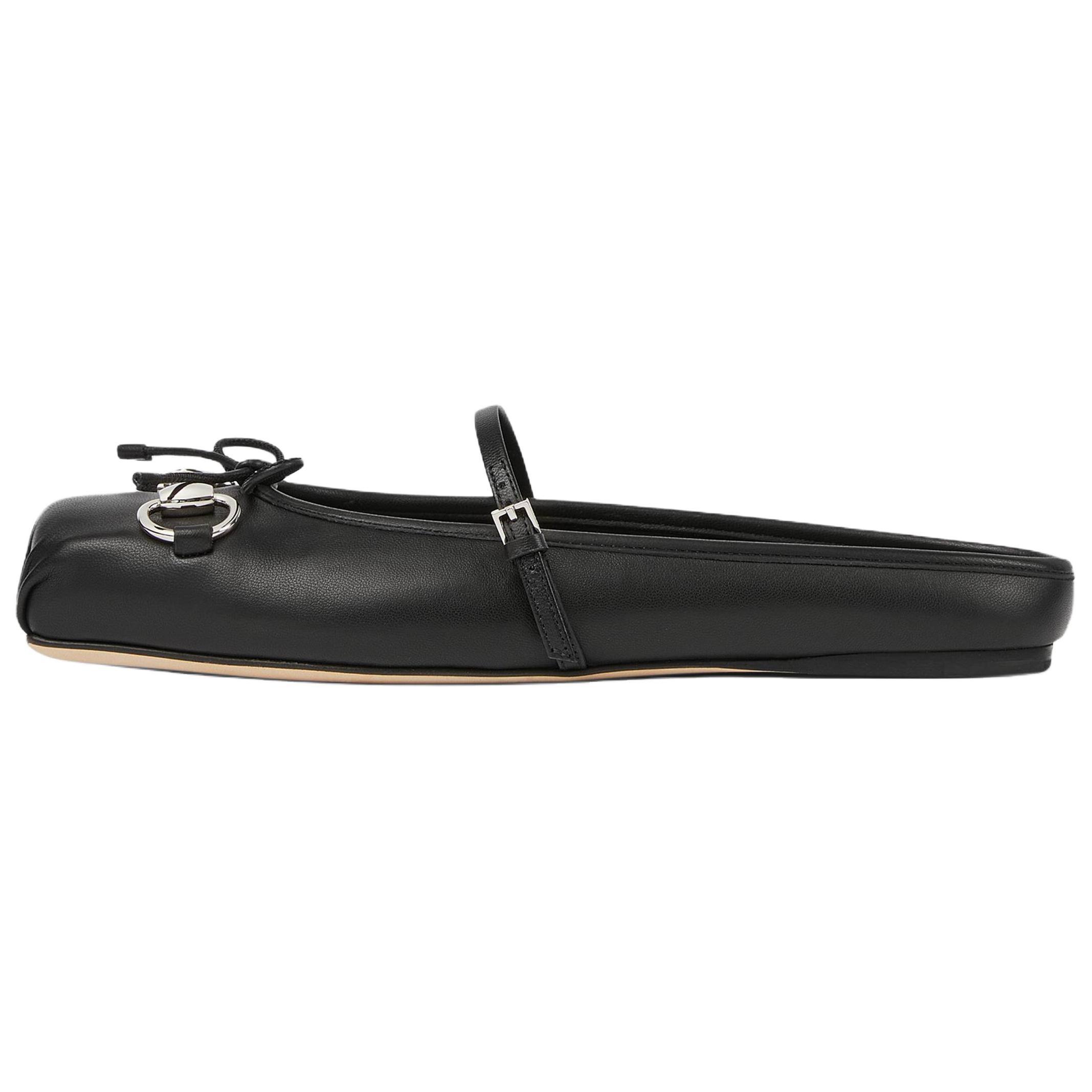 GUCCI Horsebit Closed Toe Slippers Women's Black